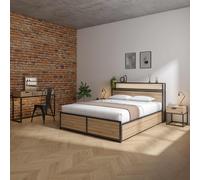 Denver Ottoman Bed With App Controlled LED Lighting X Rocker Light Brown Double
