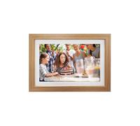 DENVER PFF-1542LW 15.6 Inch Wifi Digital Photo Frame with Touch Screen - Oak Wood Frame, Send Photo & Videos by App - IPS Display - Very Easy To Use