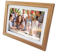 DENVER PFF-1542LW 15.6 Inch Wifi Digital Photo Frame with Touch Screen - Oak Wood Frame, Send Photo & Videos by App - IPS Display - Very Easy To Use