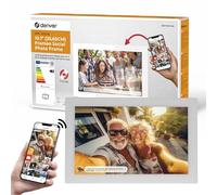 Denver PFF1037 Digital Picture Frame with Glass Display and WiFi, 10.1 Inches, Electronic Picture Frame 16 GB with Frameo App, IPS Touch Screen, Auto Rotate, Micro SD Slot, White