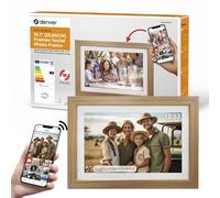 Denver PFF1042LW Digital Photo Frame 10.1 Inch HD Electronic Photo Frame Frameo App Touch Screen IPS 16 GB Wood