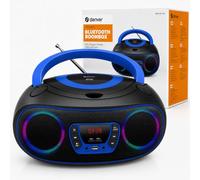 Denver Portable CD Player Boombox with Bluetooth, FM Radio & LED Speaker Grill - TCL-212BTBL Blue