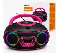 Denver Portable CD Player Boombox with Bluetooth, FM Radio & LED Speaker Grill - TCL-212BTPI Pink