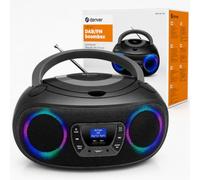 Denver Portable DAB+ Radio CD Player Boombox with Bluetooth - LED Speaker Lights, FM & USB - TDB-212GR Grey