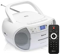 Denver Portable Radio CD Tape Cassette Player With DAB Radio - Mains or Battery Power, Cassette Tape Play & Record, DAB+ & FM Clock Radio & Alarm, USB for MP3 Playback, Stereo System Boombox - TDC-280