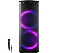 Denver Powerful Bluetooth Speaker - Karaoke with Mic - Disco Lights - 6.5" Dual Woofer - TWS/AUX/USB/SD - Black