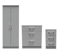 Denver Ready Assembled 3 Piece Bedroom Furniture Set - Grey - Welcome Furniture | TJ Hughes