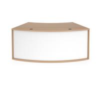 Denver reception 45° curved base unit 1800mm - beech with white panels
