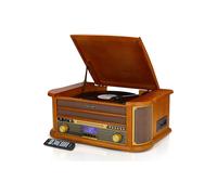 Retro DAB Bluetooth Wooden Record Player, FM, Cassette & CD, USB Recording, AUX IN Denver Dark Brown One Size