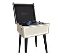 Denver Retro Vinyl Record Player with Stereo Speakers & Bluetooth - Radio, Aux In & Line Out in Cream Denver Cream
