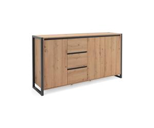 DENVER Sideboard 3 doors 3 drawers - Artisan oak decor / Anthracite - L 160 x D 40 x H 88 cm