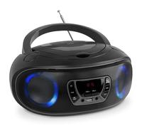 Denver TCL212BT Radio with Bluetooth, Bluetooth Radio with Light Effects, Portable CD Player, AUX, USB, Grey, Black