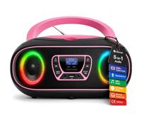 Denver TDB-212P Personal CD player Pink | Retro design, Bluetooth, USB, CD player and AUX port, digital radio DAB+/FM with LCD display and MP3 playback