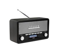Denver DAB-18 Vintage Style Stereo DAB/DAB+ & FM Radio - Real Wood Cabinet, Bluetooth, Clock Radio Alarm, AUX IN for Smart Phone/Tablet / MP3 Player - Mains or Battery