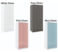 Seconique Denver 2 Door Wardrobe Pink Gloss Metal Hinges And Handles