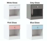 Seconique Denver 1 Drawer Bedside - Grey Gloss