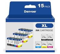 Denvoer 27XL Ink Cartridges compatible for Epson 27XL Multipack | for Epson Workforce WF-7720 WF-7610 WF-7710 WF-7620 WF-7715 WF-7110 WF-7210 WF-3640 WF-3620,6 Black 3 Cyan 3 Magenta 3 Yellow