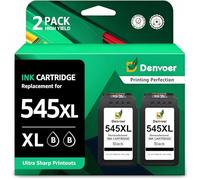 Denvoer 545 XL Ink Cartridge Black Replacement for Canon 545 Black Ink Cartridge PG 545XL PG545XL for Pixma TS3350 TS3150 TS3355 TS3450 TS3451 TS3452 MG3050 MG2550 MG2950 TR4650 (2 Black)