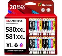 Denvoer 580 581 Compatible Ink Cartridges for cartouche Canon 580 581 | PGI-580XXL CLI-581XXL Compatible per Pixma TS705a TR8550 TS6351 TS6300 TS6150 TS9550 TS8500 TS8350 TS6350 (20-Pezzi)