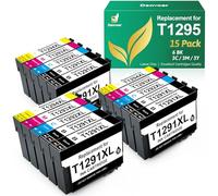 Denvoer Compatible for T1295 Multipack Ink Cartridges Compatible for Epson WF3520 Ink Cartridges for Epson Stylus SX425W SX235W SX435W SX445W Stylus Office BX635FWD WorkForce WF-7515 WF-7525 15-Pack