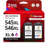 Denvoer Replacement for Canon Pixma PG-545XL CL-546XL 545 546 Ink Cartridge | PG545XL CL546XL Compatible for Canon PIXMA TS3350 TS3450 TS3451 TS3150 MG2550S MG3050 MG2950 TR4550 TR4650 Black & Tri-color