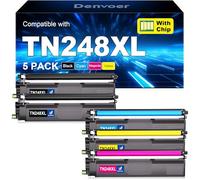 Denvoer TN248XL TN248 Toner MFC-L3740CDWE DCP-L3560CDW MFC-L3760CDW 5-Pack | Compatible for Brother HL-L3240CDW TN-248 TN 248XL 248 HL-L3220CWE MFC-L3740CDW MFC-L8390CDW DCP-L3520CDWE Cartridge