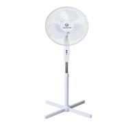 DENWOOD 16” Pedestal Standing Cooling Fan 3 Speed 3 Blades Wide Angled Oscillation Pivoting Head & Adjustable Height Powerful Airflow Floor Fan Home Office Use, 1 Year Warranty 45W (White)