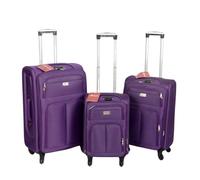 DENWUD Lightweight Softshell 4-Wheel Spinner Suitcase Set Of 3 Pieces Expandable Durable Travel Luggage with TSA Lock, 20" 24" 28" Inch Multiple Colors & Sizes All Airline Approved (Purple)
