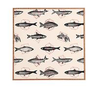 Deny Designs Florent Bodart, Fishes in Geometrics, Framed Wall Art, Large, 30" x 30"
