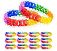 Denylo pro 12 Pcs Rainbow Chain Link Silicone Bracelets Pride Bracelet for Gay Homosexuality Non-heterosexual Men Women for Month Parade and Fundraisings