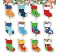 Denylo pro Christmas Socks Diamond Keychain Kit, 12Pcs Christmas Socks Diamond Art Accessories DIY 5d Ornament Decoration for Beginners Adults