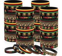 Denylo pro Happy Juneteenth Silicone Bracelet 48 Pcs Freedom Day Bracelet for Black History Month Celebration Patriotic Festival Party Supplies
