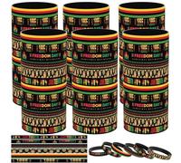 Denylo pro Happy Juneteenth Silicone Bracelet 96 Pcs Freedom Day Bracelet for Black History Month Celebration Patriotic Festival Party Supplies