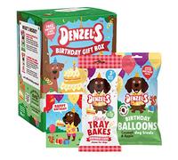 Denzel's Dog Treats Mini Birthday Gift Box - Birthday Cake Chews with Peanut Butter & Strawberry + Balloon shaped Treats with Coconut & Apple - 110g