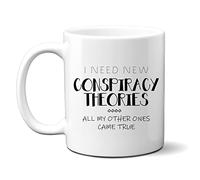 Denzie Digs Funny Personalised Mug, I Need New Conspiracy Theories, Political Humour, Birthday Gift for Men or Women, Colleague Friend