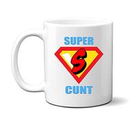 Denzie Digs Funny Personalised Mug, Super Cunt Superhero, Rude Offensive Birthday Gift for Men or Women, Colleague Friend