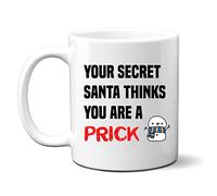 Denzie Digs Funny Personalised Mug, Your Secret Santa Thinks You are A Prick, Rude Humour, Offensive Christmas Gift for Colleague, Friend