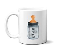 Denzie Digs Shit Just Got Real, Funny Gift for New Parents, Newborn Baby Shower Accessory, Personalised Mug