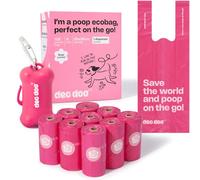 Deo Doo Dog Poop Bags with Handles 9 Rolls 108 Counts Big Sizes Leak Proof and Extra Thick Waste Bags Refill Rolls for Walking Small Medium Large Dogs Cats Litter With Holder Rose Scented
