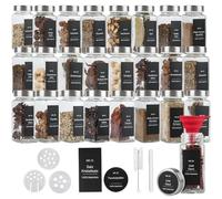 Deodak Spice Jars, 12 x 120 ml, Spice Containers for Kitchen, Transparent Airtight Glass Jars with Sieve, Labels, Pen, Brush, Funnel Spice Jars