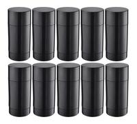 Deodorant Stick Containers 10 Pack, Black Empty Twist Up Tubes with Caps, 2.65 oz Oval Shaped Push Up Bottles, DIY Cosmetic Storage for Homemade Deodorants