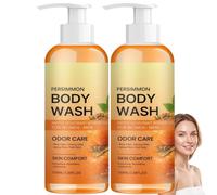 Deodorizing Persimmon Body Wash for Old People Smell, Renewing & Purifying with Natural Persimmon, Gentle Shower Gel for Sensitive Skin, Lasting Refreshing Whole Body, Moisturizing Mature Skin (2pcs)