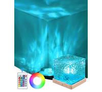 Deogos Mood Lighting,Rechargeable Northern Lights Cube Ambient Lighting Ocean Wave Projector Light Aurora Glow Lamp,16 Colors Gradual Rotating with Remote Control for Bedroom Game Room Decor - Large