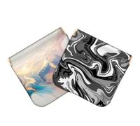 Deokke 2 PCS Coin Purse Pouch Squeeze Soft Leather PU Mini Wallet Small Change Holder Cute Aesthetic for Women Girls Men (T10-Marble Fluid)