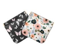 Deokke 2 PCS Coin Purse Pouch Squeeze Soft Leather PU Mini Wallet Small Change Holder Cute Aesthetic for Women Girls Men, T-22-Butterfly Flower, Pattern