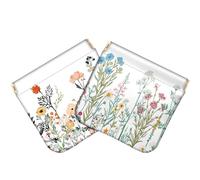 Deokke 2 PCS Coin Purse Pouch Squeeze Soft Leather PU Mini Wallet Small Change Holder Cute Aesthetic for Women Girls Men(T8-Flower Floral)