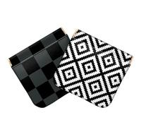 Deokke 2 PCS Coin Purse Pouch Squeeze Soft Leather PU Mini Wallet Small Change Holder Cute Aesthetic for Women Girls Men (T12-Black Checkered)