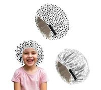 Deokke 2 PCS Kids Bonnets for Girls Boys Satin Hair Bonnet Adjustable Double Layer Silk Child Night Sleeping Cap Cute(M19-Pot Leopard)