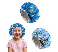Deokke 2 PCS Kids Bonnets for Girls Boys Satin Hair Bonnet Adjustable Double Layer Silk Child Night Sleeping Cap Cute (M8-Shark Toy)