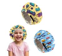 Deokke 2 PCS Kids Bonnets for Girls Boys Satin Hair Bonnet Adjustable Double Layer Silk Child Night Sleeping Cap Cute (M11-Game Machine)